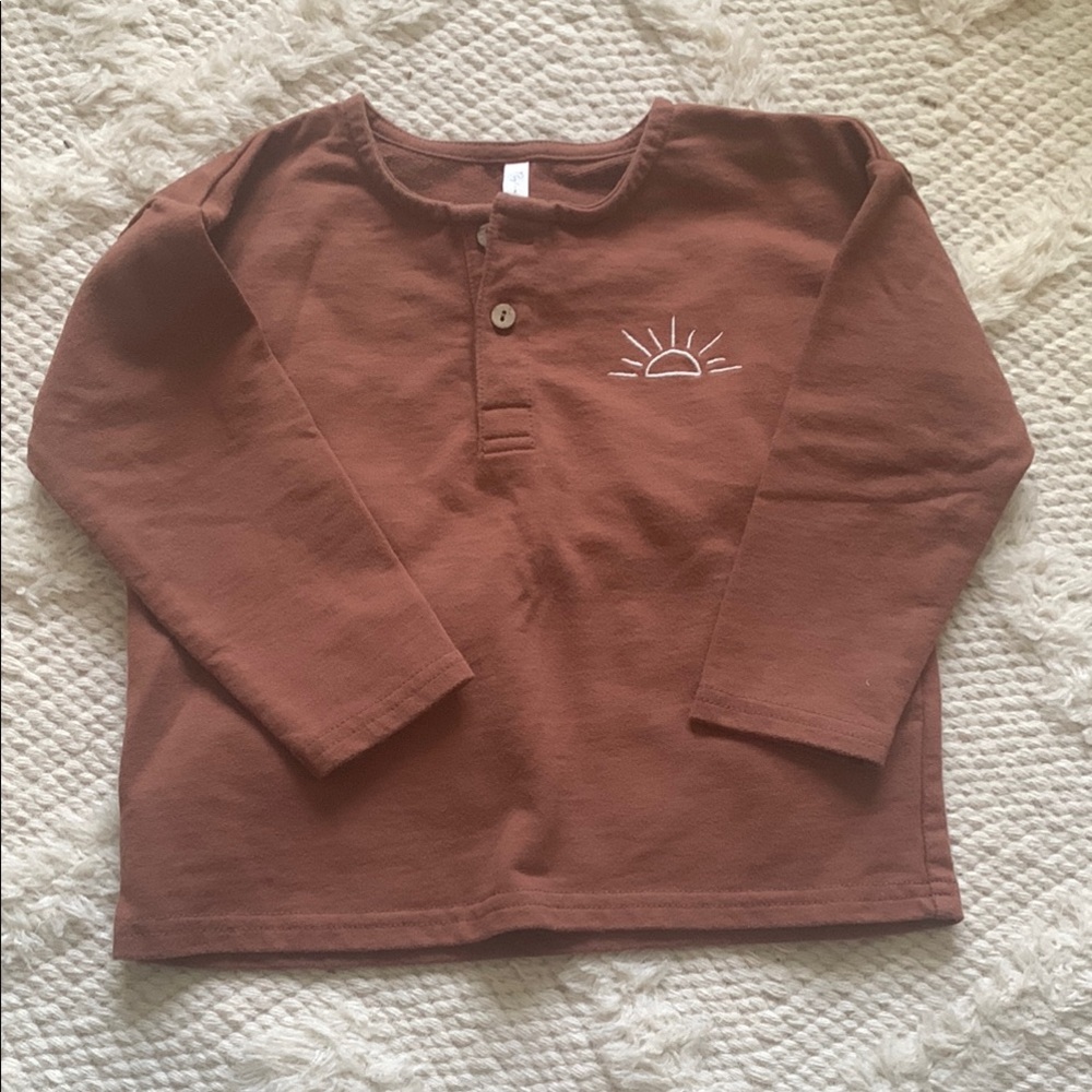 Rylee + Cru Henley Long Sleeve Tee || Sun Set
